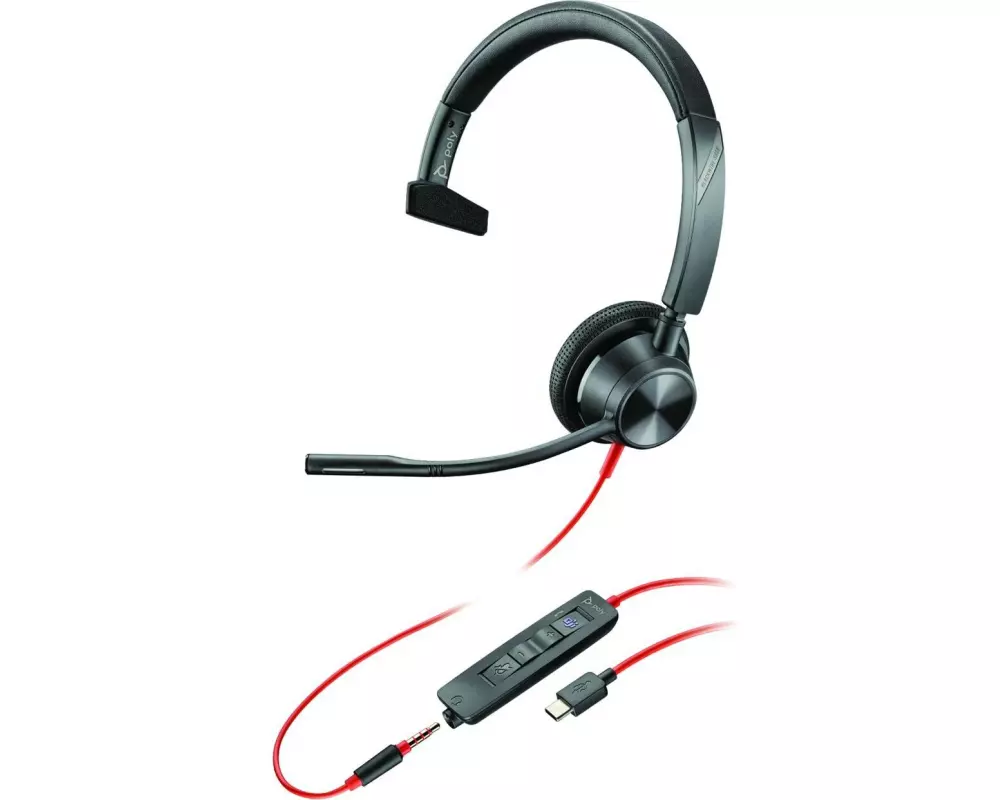 HP Headset Poly Blackwire 3315 MS USB-A/C, Klinke, Schwarz
