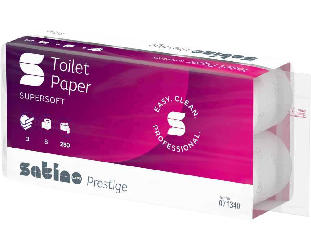 SATINO Toilettenpapier Satino Prestig 572051 3-lagig, 8 Rollen à 250 Blatt