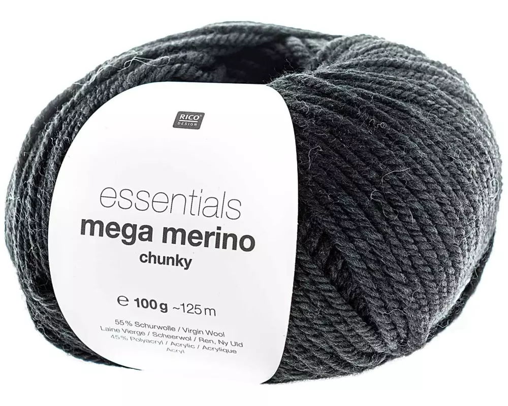 Rico Design Wolle Essentials Mega Wool chunky 100 g, Schwarz