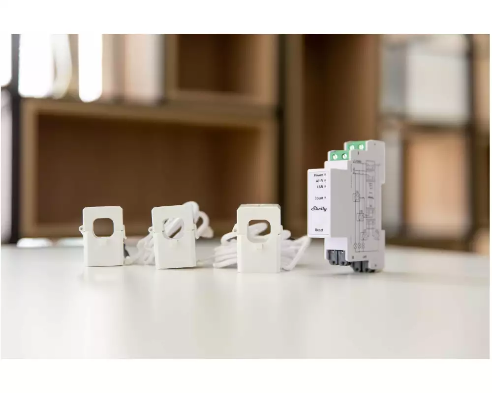 Shelly Hutschiene · Pro 3EM 120A v2 · WLAN · LAN · BT