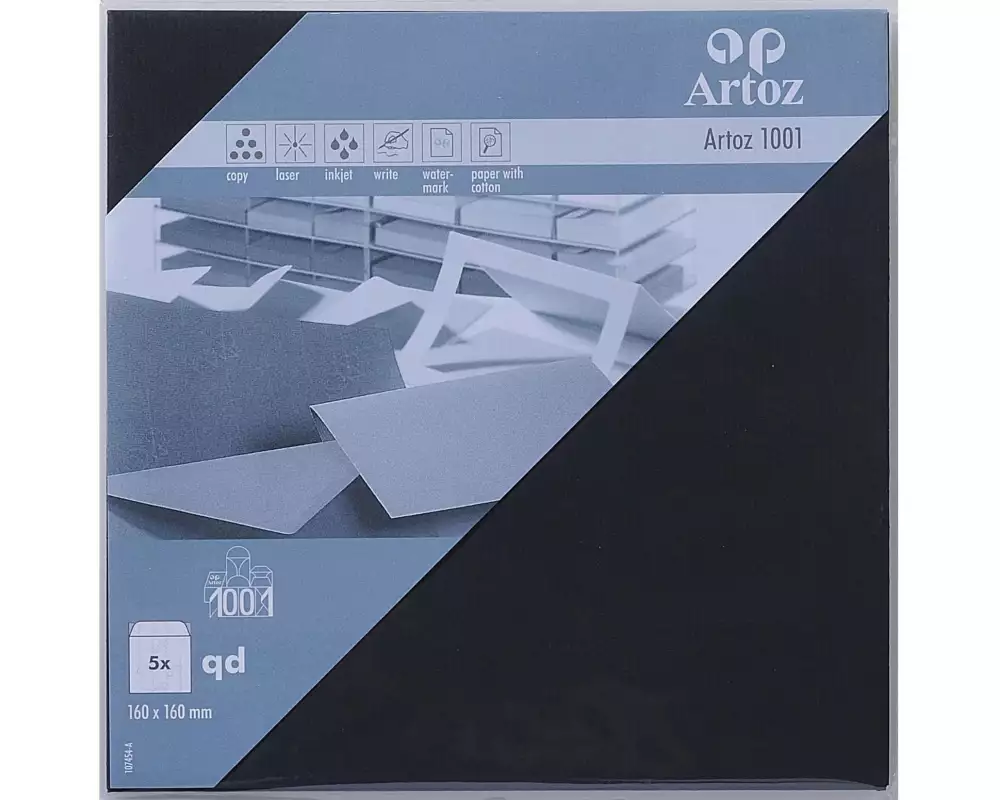 Artoz Couvert 1001, 16 x 16 cm, 5 Stück, Schwarz