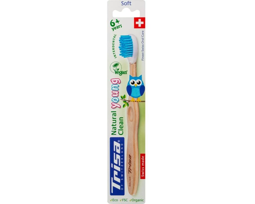 Trisa Handzahnbürste Natural Clean Young soft Blau