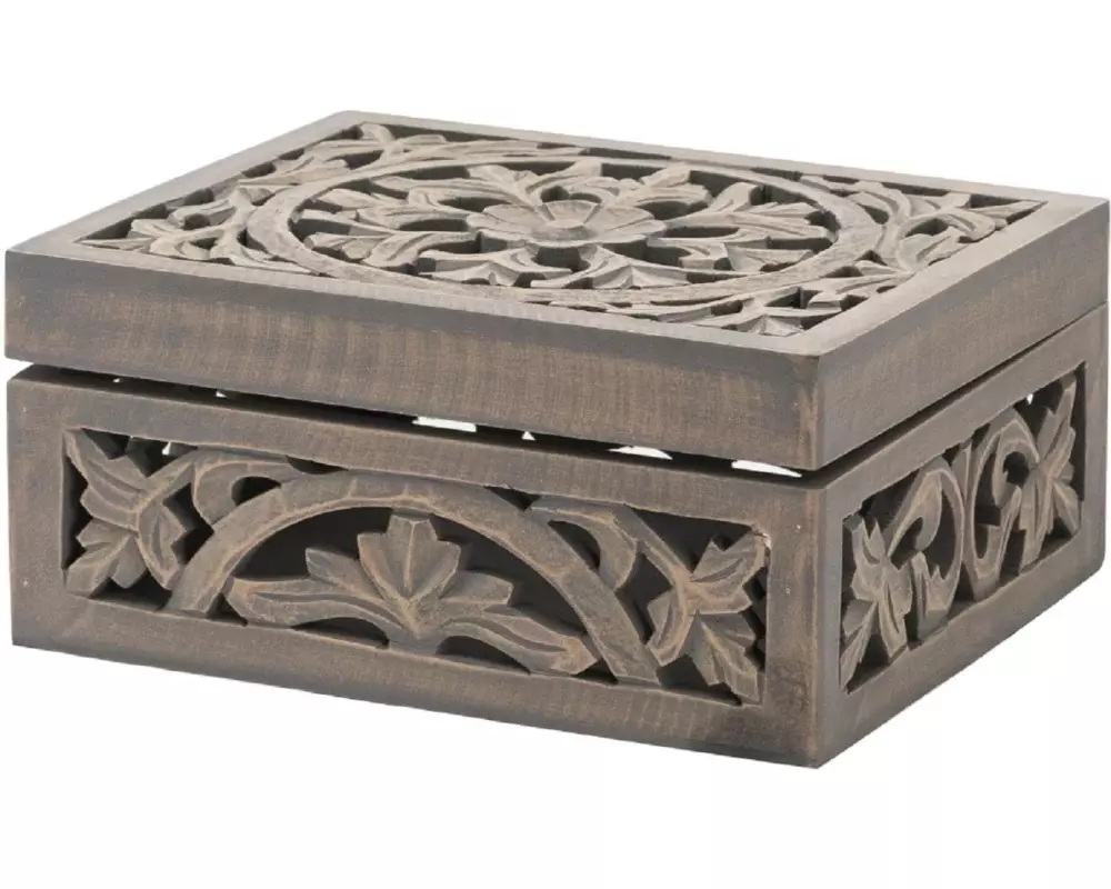 Hill Interiors Aufbewahrung Holzbox Lustro geschlitztes Mangoholz, Grau