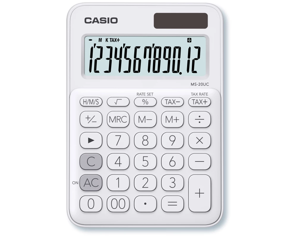 CASIO Mini Taschenrechner MS20UCWE 12-stellig weiss