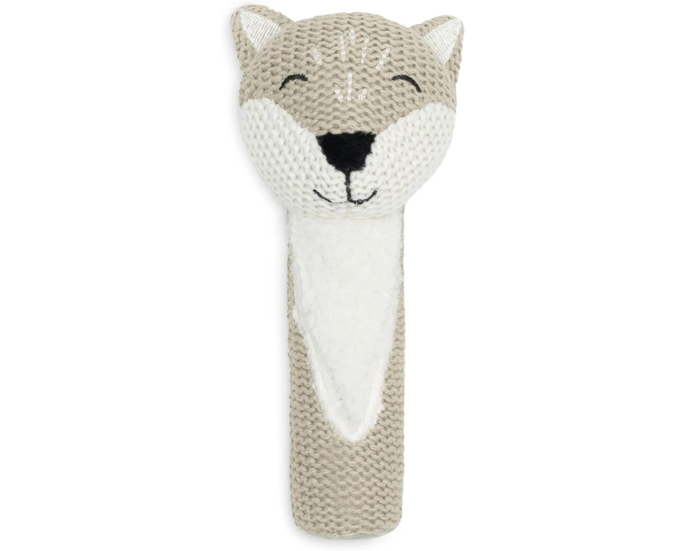 Jollein Rassel Fox aus Baumwolle 13 x 21.5 cm, Grau/Weiss