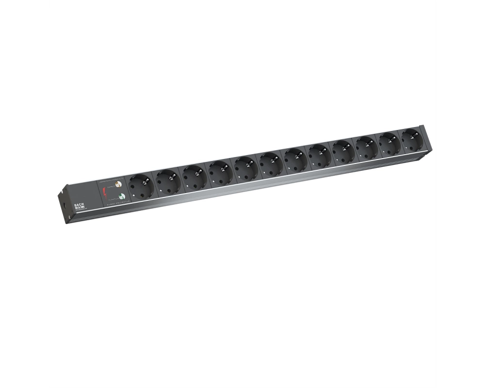 BACHMANN IT PDU ALU 1HE 12x Schutzkontakt, Zuleitung mit Schutzkontaktstecker