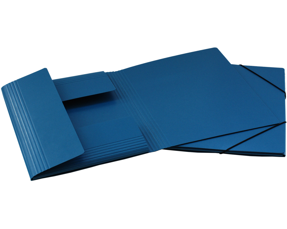 EROLA Gummibandmappe 650my A4 33299 blau Pressspan 3 Klappen