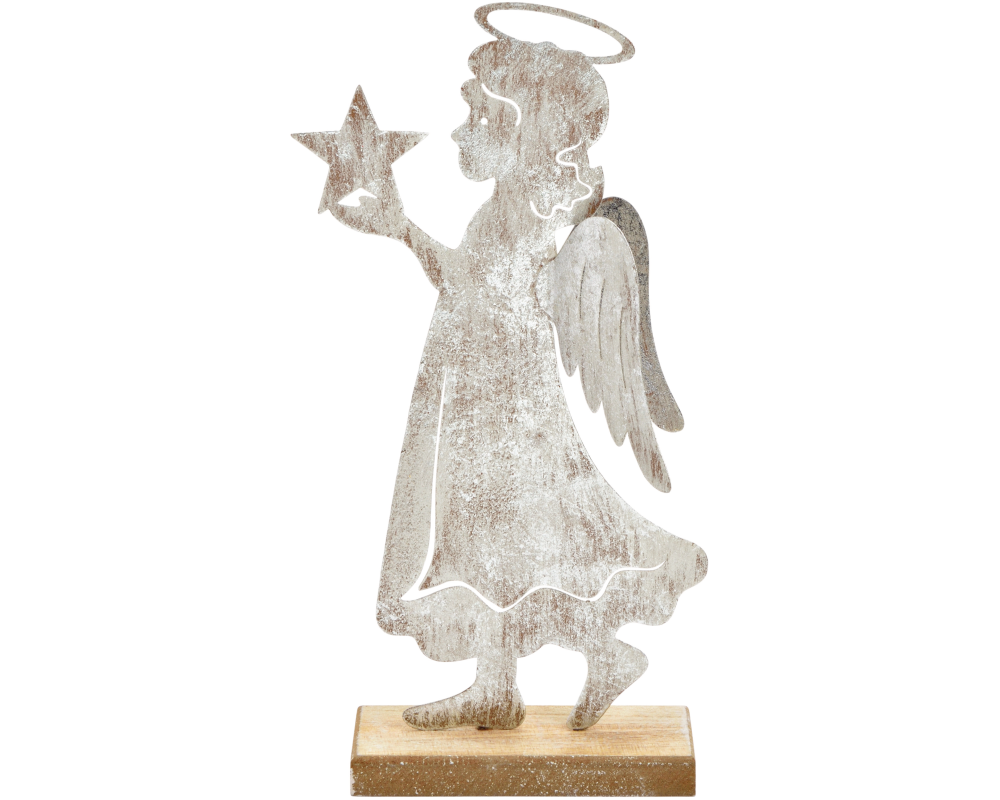 ROOST Aufsteller Engel 10034449 Holz,Metall, silber 15x28x6cm