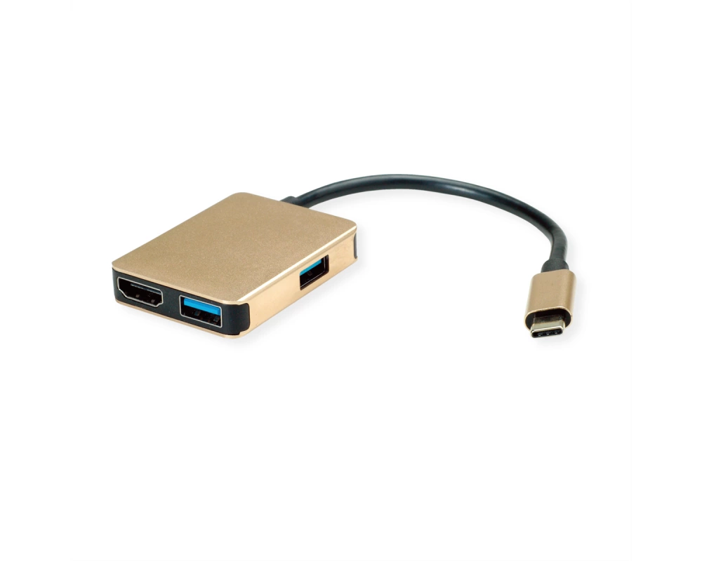 ROLINE GOLD USB Typ C Dockingstation, HDMI 4K, 2x USB 3.2 Gen 1, 1x PD