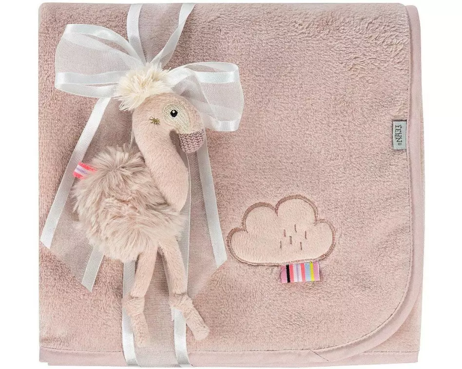 fehn Geschenkset Kuscheldecke Flamingo