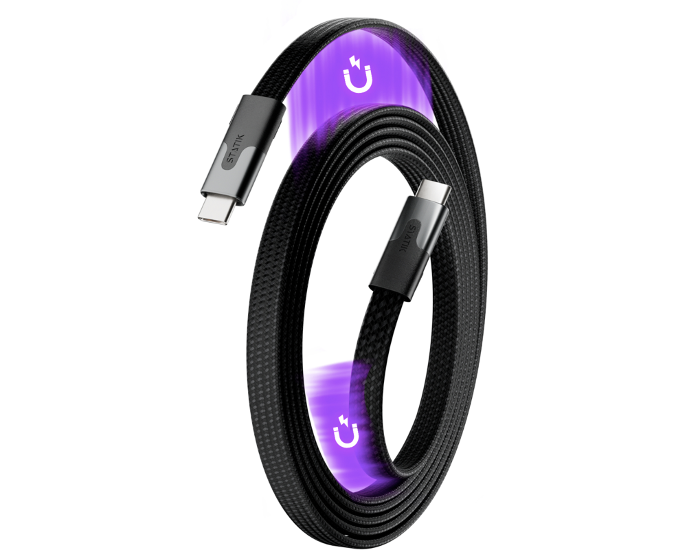 STATIK MagStack Slim Pro Cable PUP-0495-3FT-CC-BLK USB-C to C, 1M, 100W Black