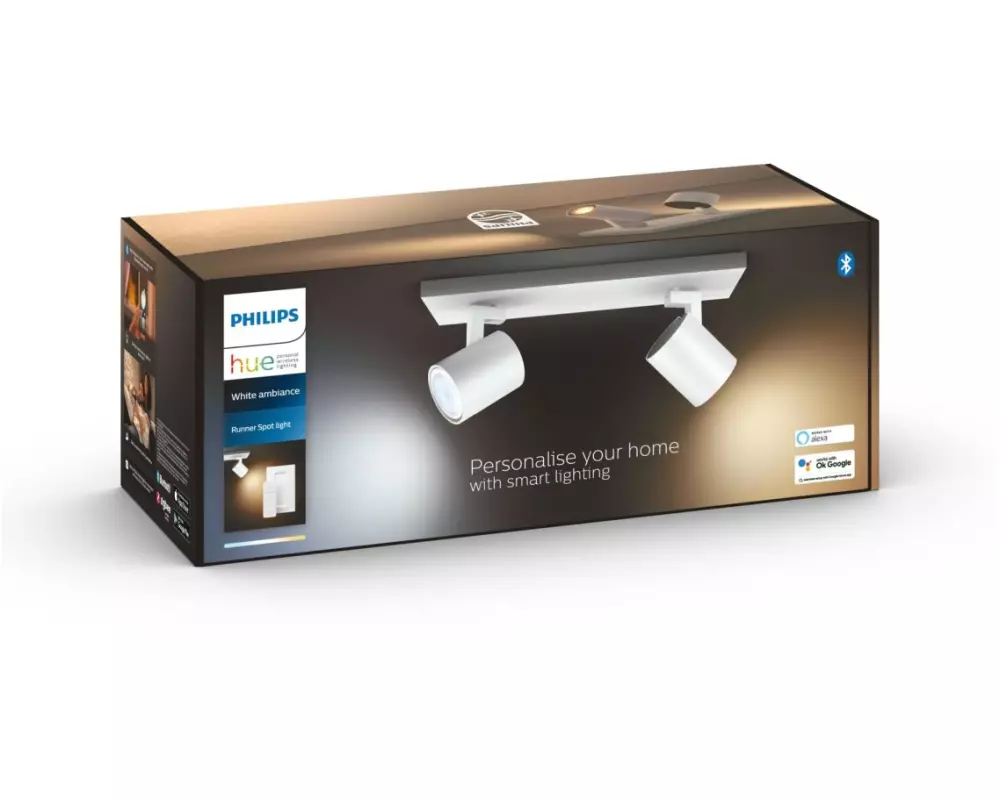 Philips Hue Aufbauspot White Ambiance, Runner, 2 x GU10, Weiss