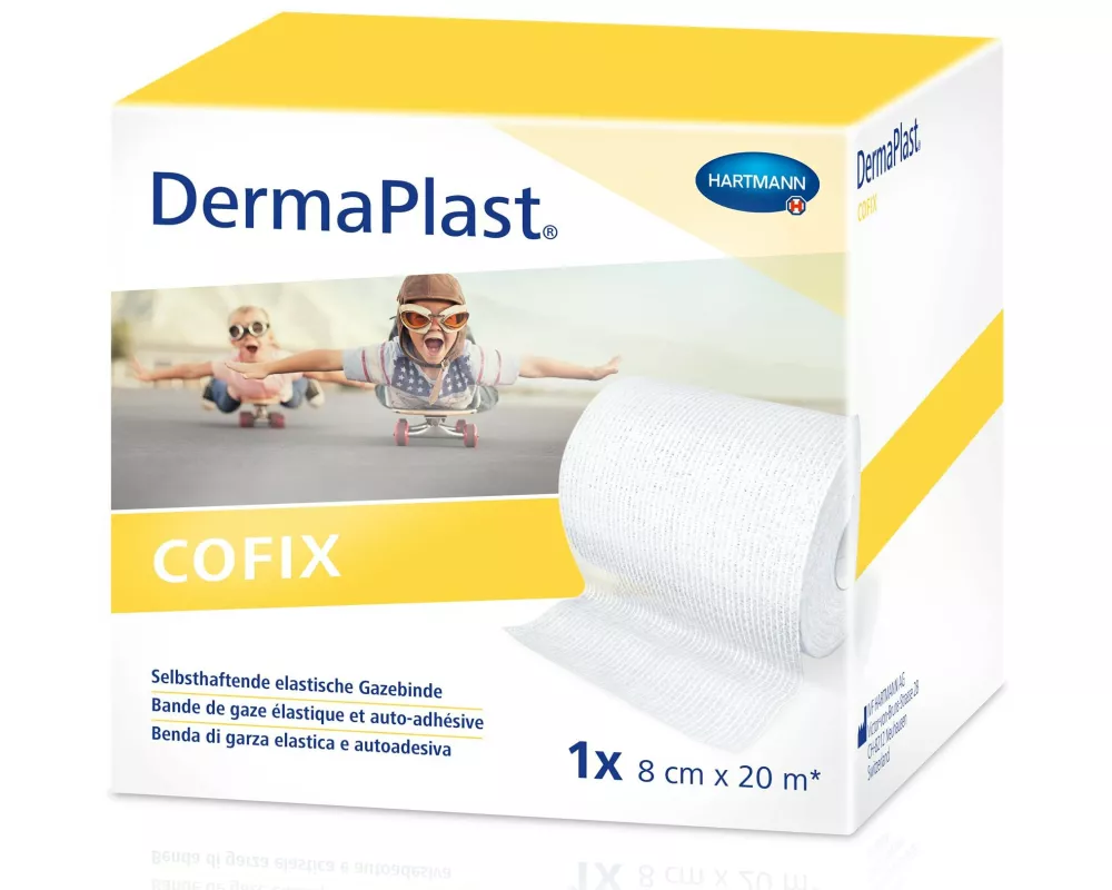 DermaPlast Gazebinde Cofix weiss Sparrolle 8 cm x 20 m