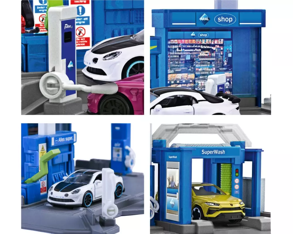 Majorette Petrol Station Aral + 1 Vehicle mit Fahrzeug, Massstab 1:64