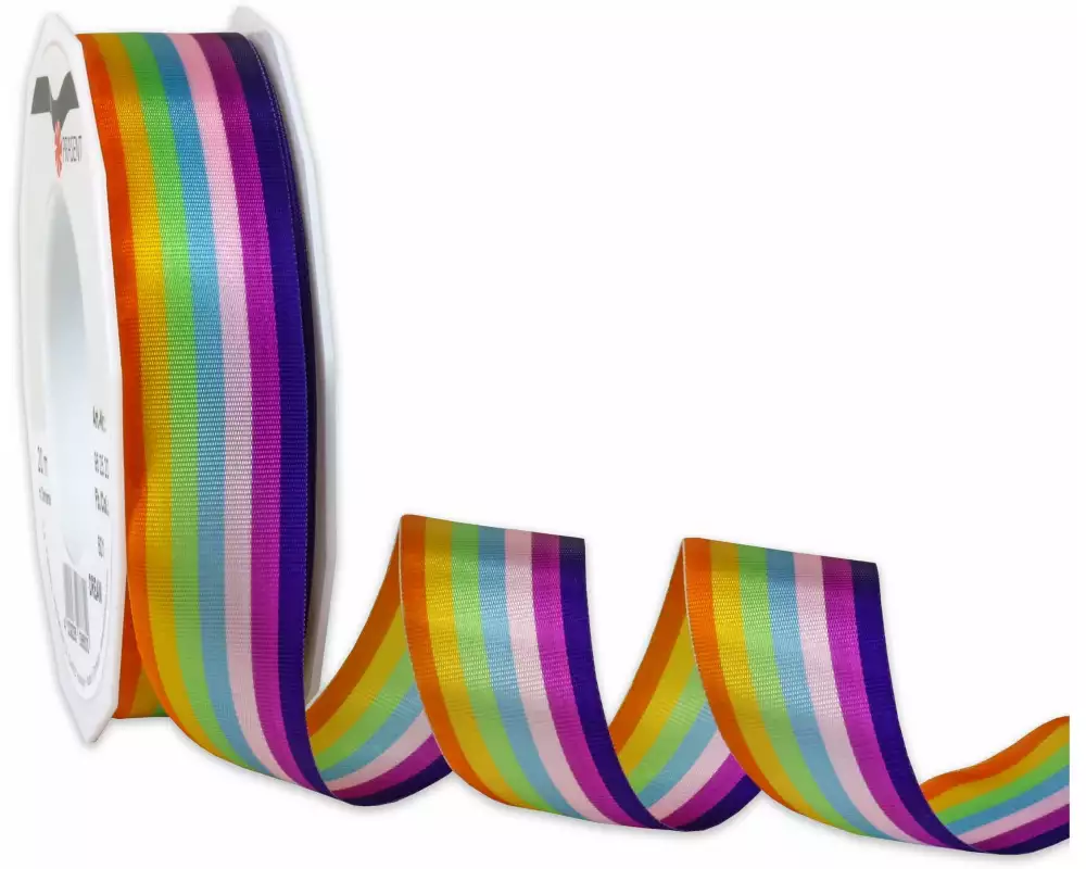 Pattberg Geschenkband Regenbogen 2.5 cm x 20 m, Mehrfarbig