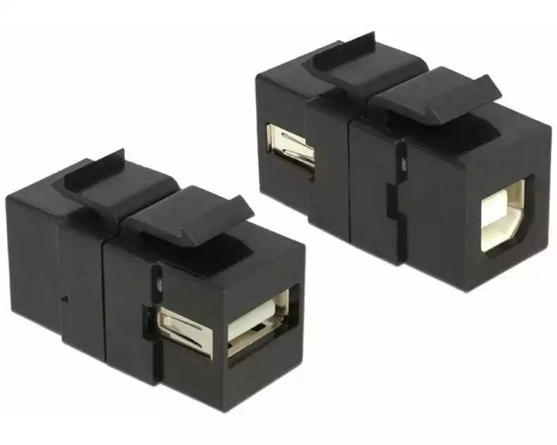 Delock Keystone-Modul USB 2.0, A – B, (f-f) Schwarz