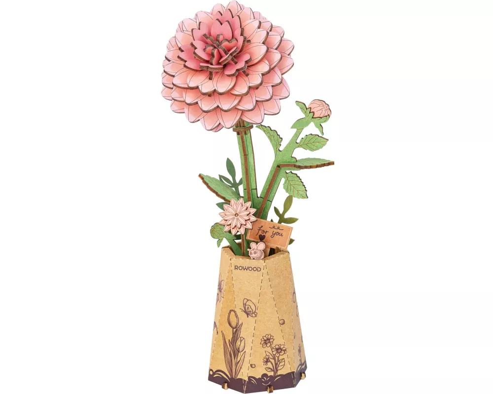 Rolife Bausatz Pink Dahlia 3D-Holzpuzzle Blume Rosa