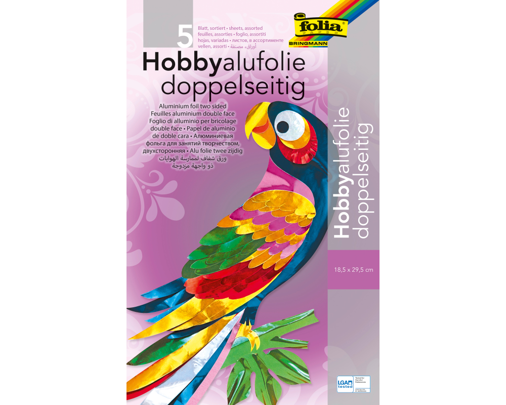 FOLIA Hobbyalufolie 18x29.5cm 500 ass. doppelseitig 5 Blatt