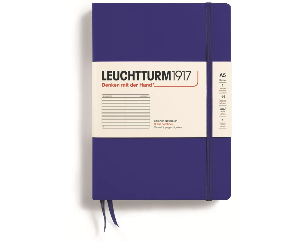 Leuchtturm Notizbuch Medium A5, Liniert, Dunkelblau