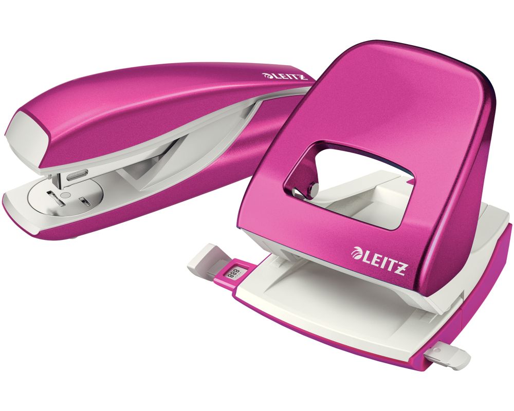 LEITZ Locher/Hefter WOW 5095 5095-10-23 pink, Bundle 30 Blatt