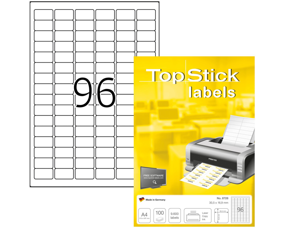 HERMA Etiketten TopStick 30.5x16.9mm 8728 Universal, weiss 9600 Stück