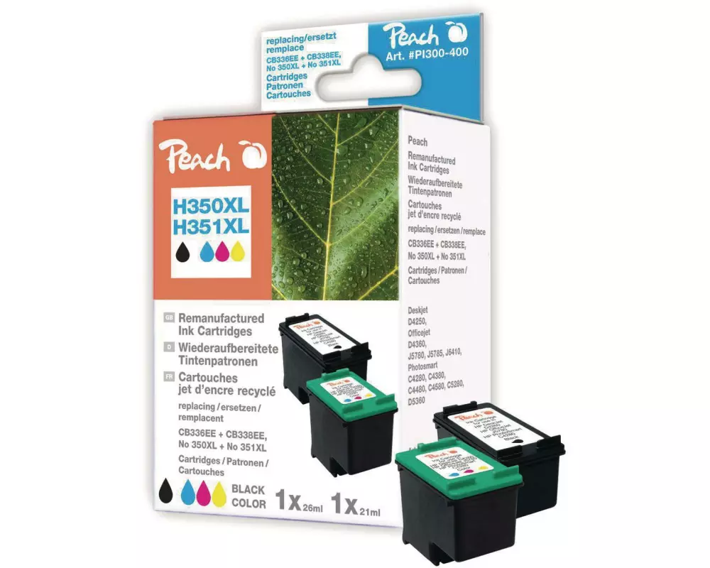 Peach Tintenset HP Nr. 350XL (CB336EE/CB338EE) BK, C, M, Y