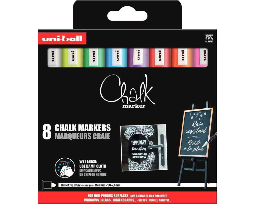 Uni Kreidemarker CHALK 1.8-2.5 mm, 8 Stück