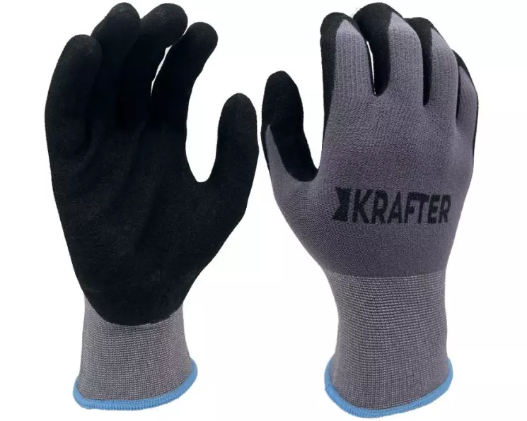 STRUCT Arbeitshandschuh Nylon, L, Grau/Schwarz, 10 Paar