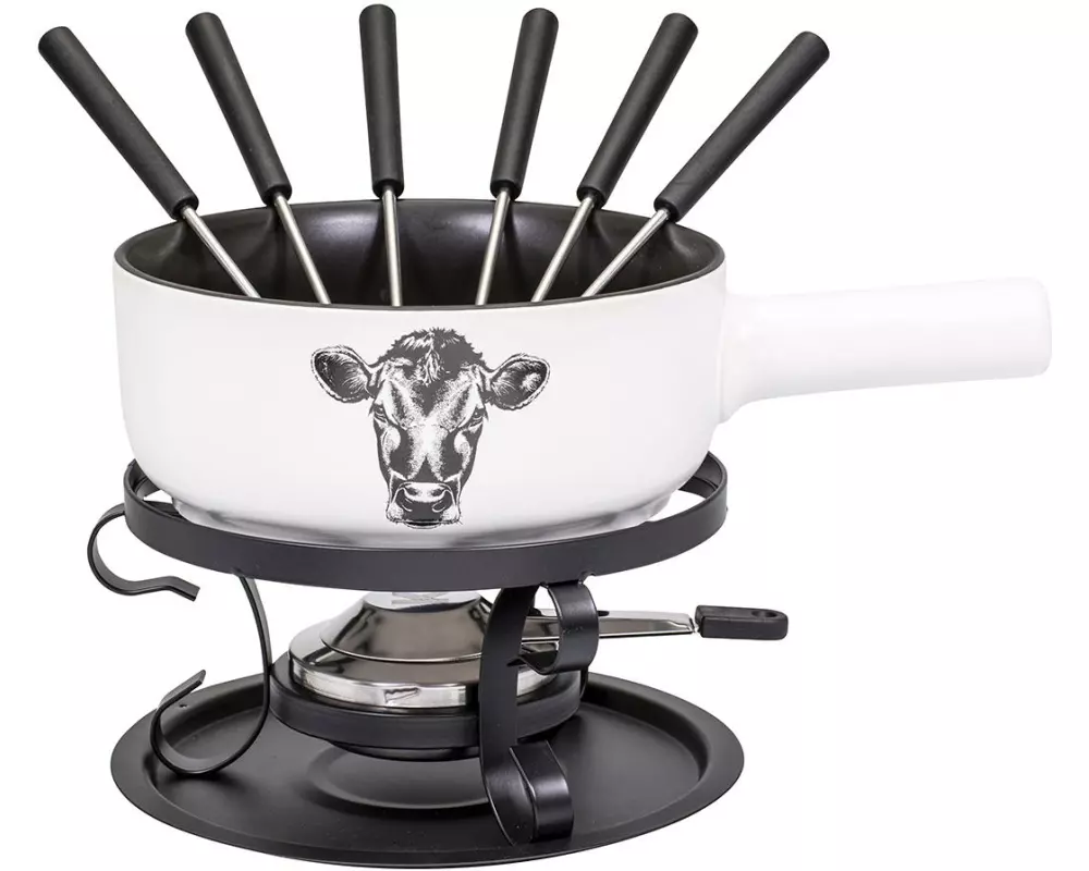 Kadastar Käsefondue-Set Kuh E22 9 Teile, Weiss