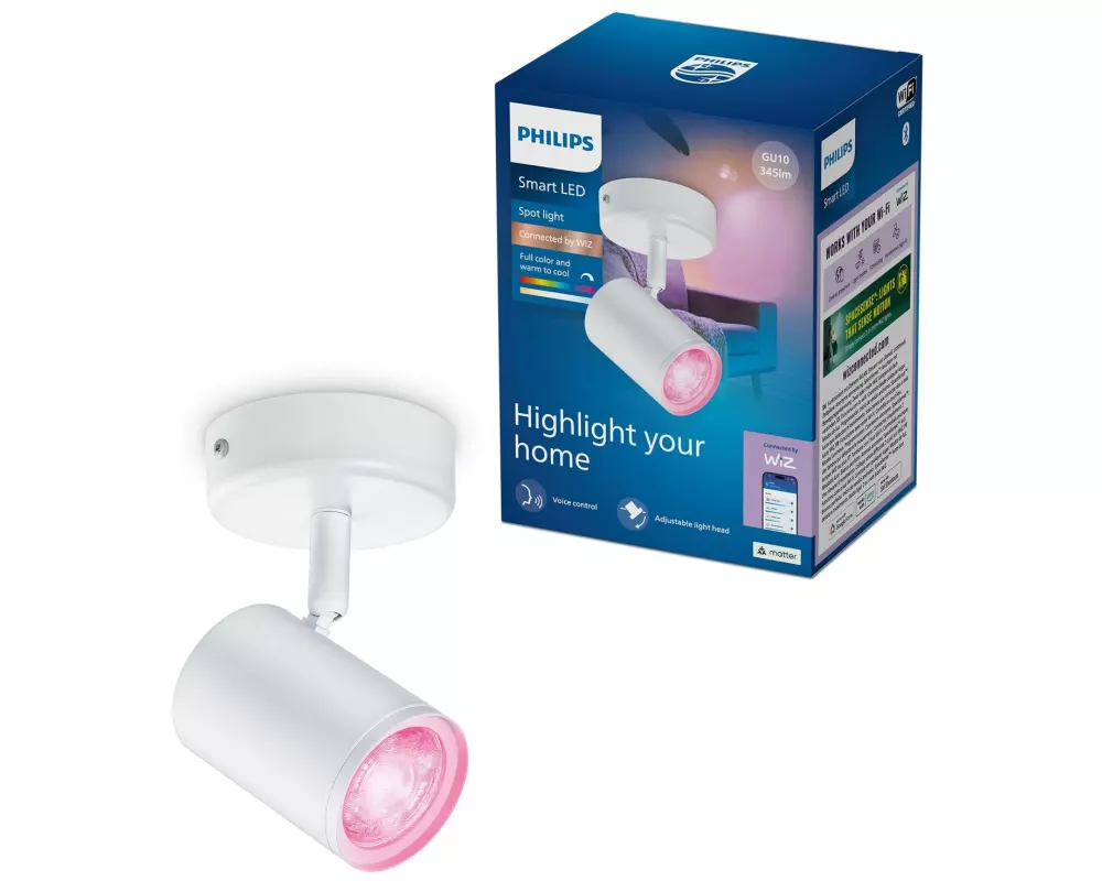 Philips Smart Lighting Smarter Spot Weiss, GU10, 16 Mio. Farben, 2200-6500 Kelvin