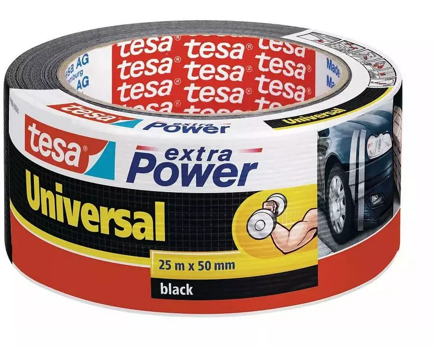 tesa Gewebeband -Set Universal, 50 mm x 25 m, 3 Rollen, Schwarz