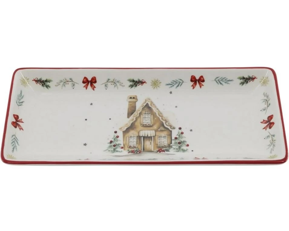 Chic Antique Weihnachtstablett Chalet de Nöel, 3.5 x 28 x 12 cm