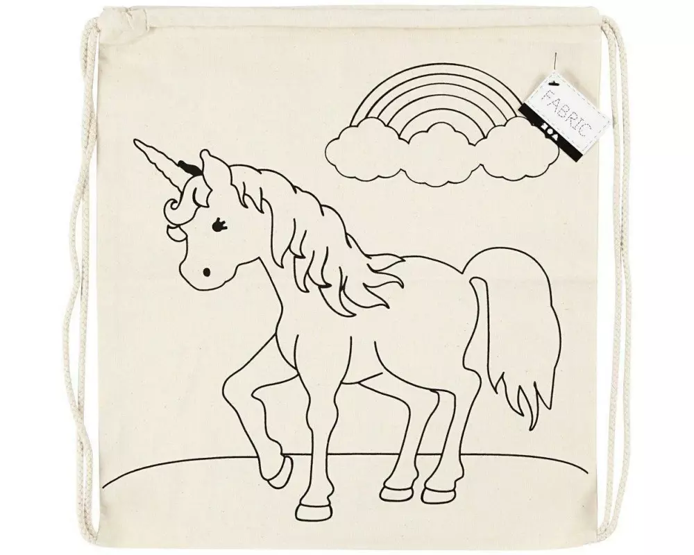 Creativ Company Turnbeutel 37 x 41 cm, Natur, Einhörner, 1 Stk.