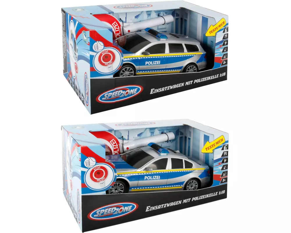 vedes Polizeiauto mit Polizeikelle 1:18 Licht Sound Friktion