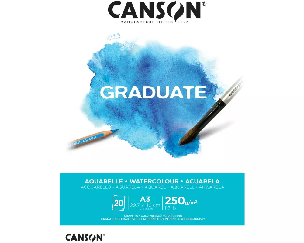 Canson Aquarellblock Graduate A3, 20 Blatt