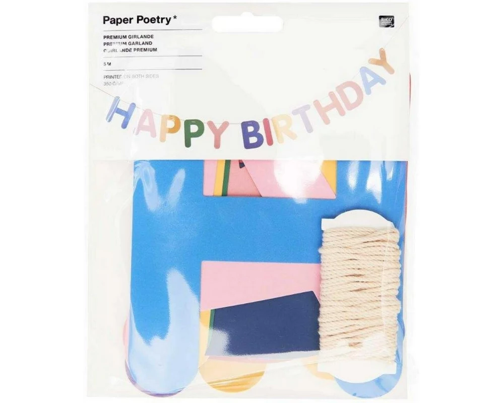 Rico Design Girlande Happy Birthday, Magic Rainbow 5 m, Mehrfarbig