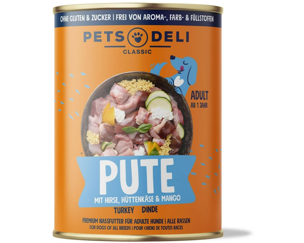 Pets Deli Dog Classic Pute, Hirse, Hüttenkäse, Mango