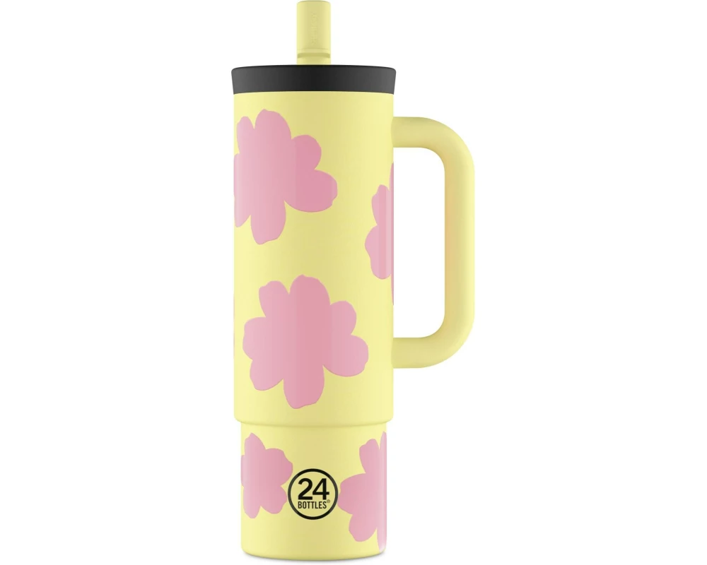 24Bottles Thermobecher Straw Cup 800 ml, Gelb/Pink