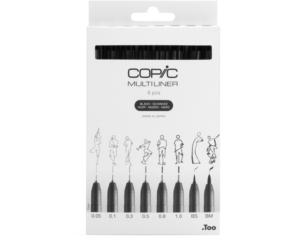 COPIC Multiliner 2207510 Set schwarz, 8 Stück