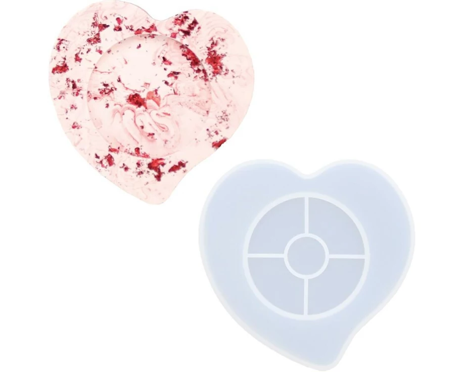 Jesmonite Giessform Untersetzer, Herz, 11.8 cm x 10.5 cm