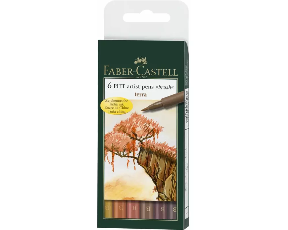 Faber-Castell Tuschestift Pitt Artist Pen Terra 6er Etui