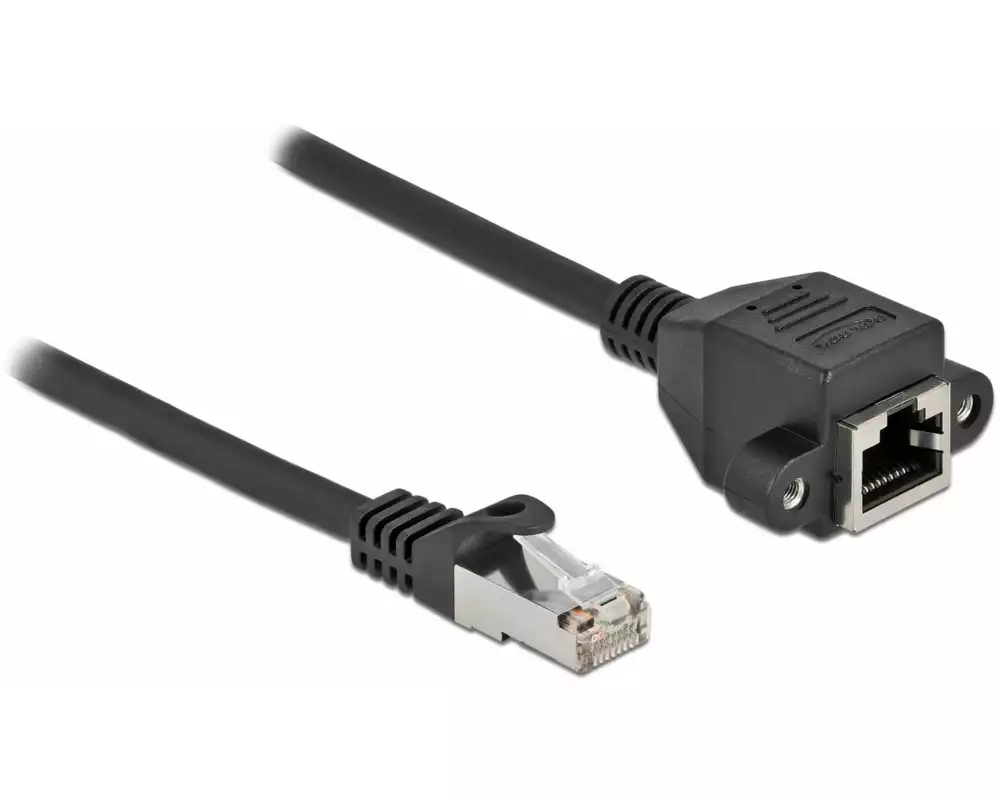 Delock Patchkabel Verlängerungskabel Cat 6A, S/FTP, 0.5 m, Schwarz