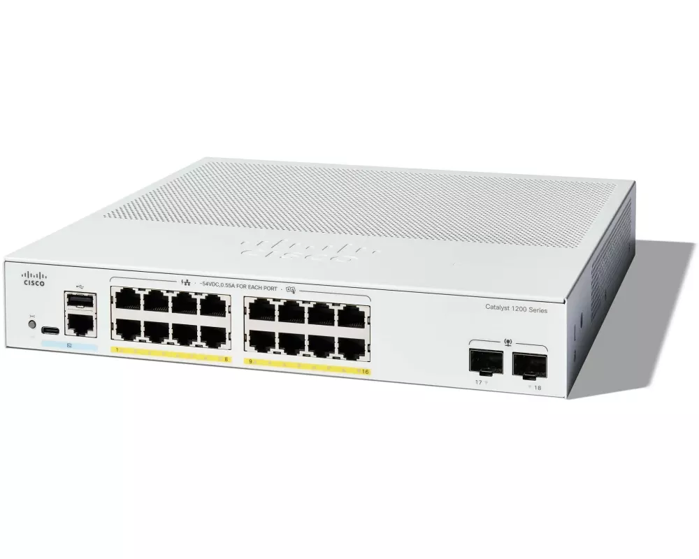Cisco PoE+ Switch Catalyst C1200-16P-2G 18 Port
