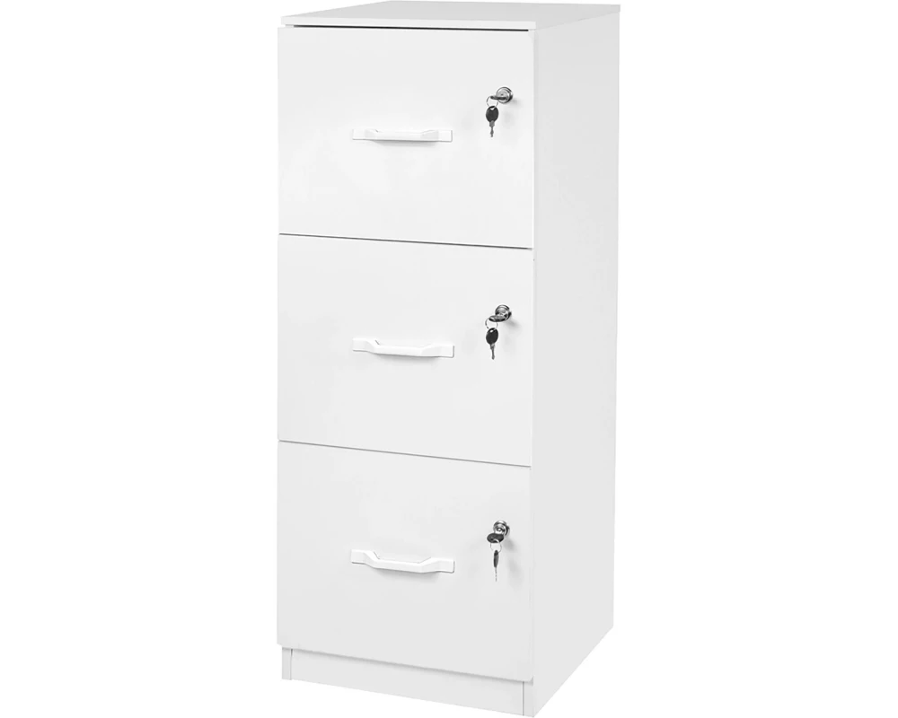 relaxdays Hängeaktenschrank 3 Schubladen Weiss