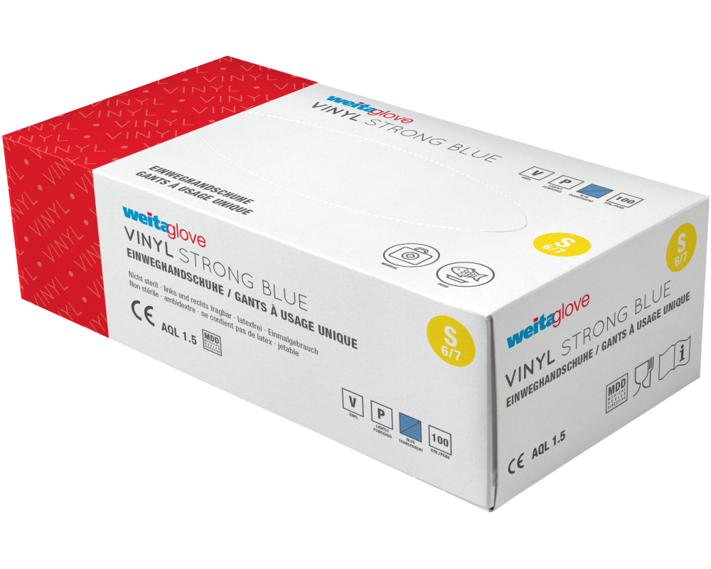 WEITA Einweghandschuhe Vinyl S 241001 Strong, blau 100 Stück
