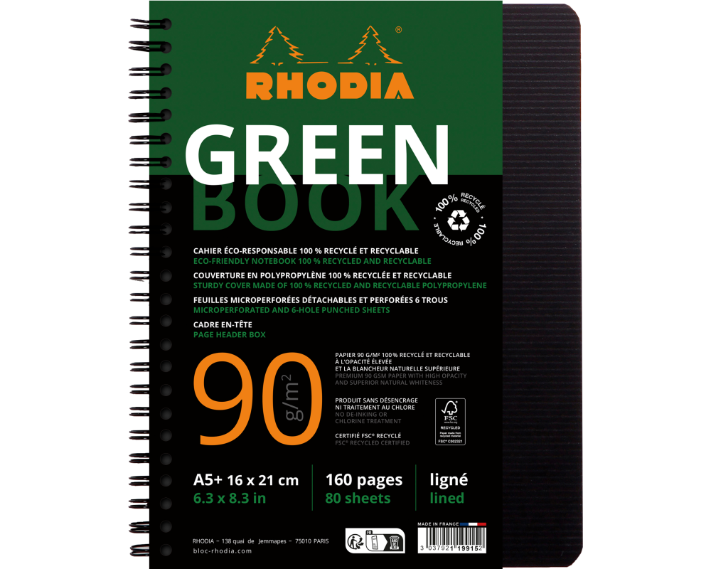 RHODIA Greenbook Notizbuch A5 119915C liniert 90g 160 S.