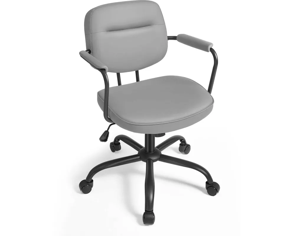 Songmics Bürostuhl mit Polsterrücken und Armlehnen, Grau