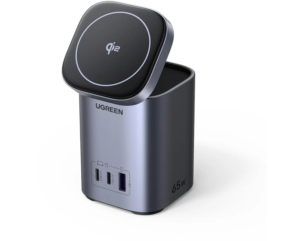 UGREEN Desktopcharger 2-in-1, 65W 55321 Wireless,Qi2,GaN