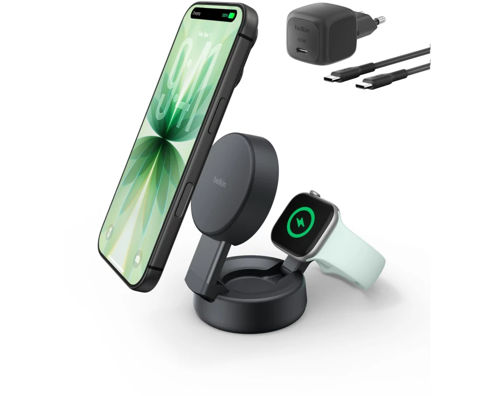 Belkin UltraCharge Pro 2-in-1 2-in-1 Qi2 25W Grau