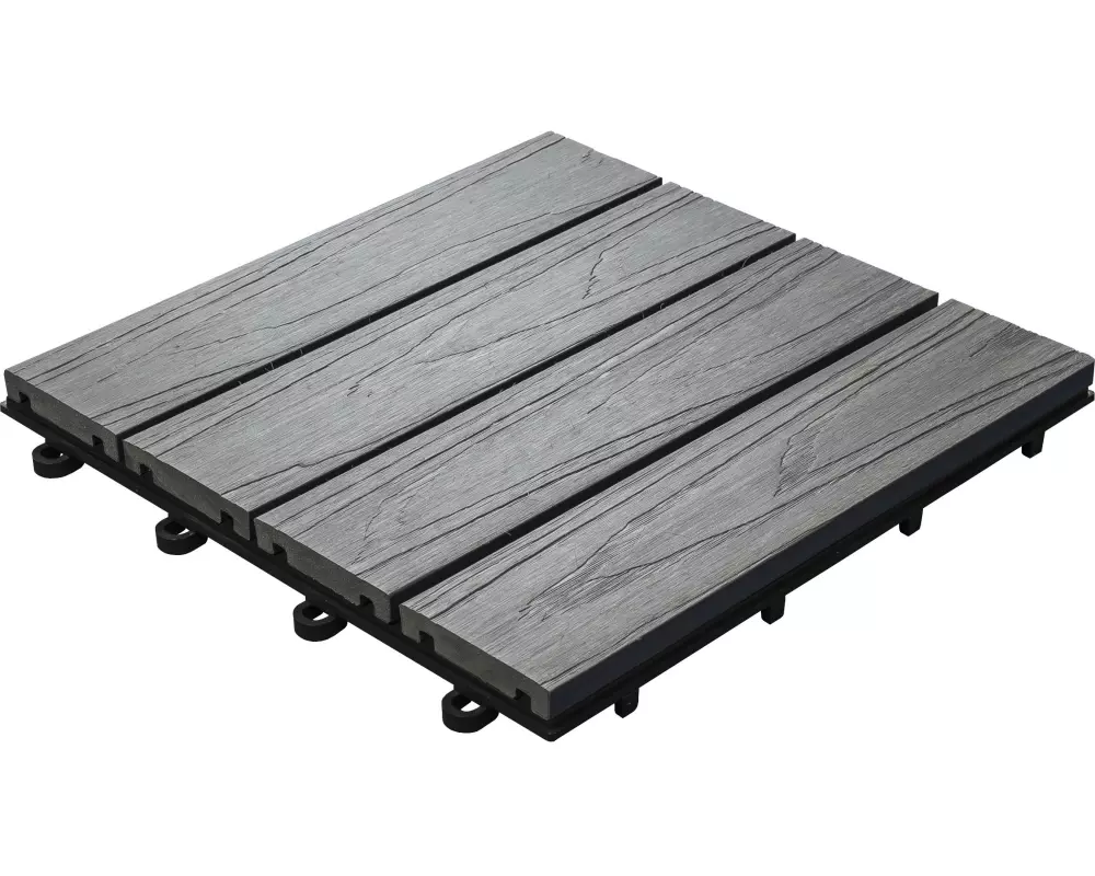 Florco Balkon-& Terrassenplatten WPC 3D anthrazit 30 x 30, 6 Stk.